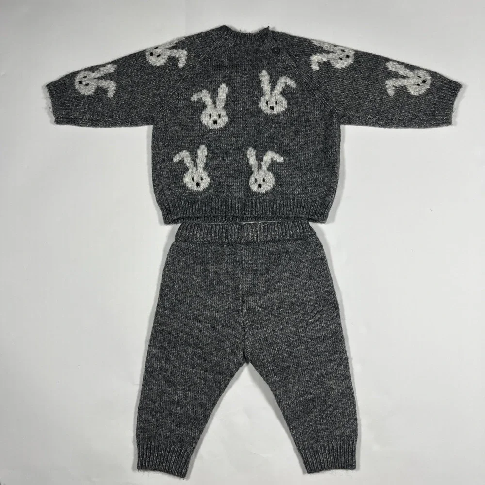 Zara Baby Boy 3-6months Bunny Gray  2-Piece